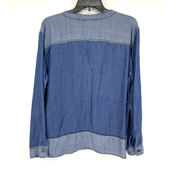 Michael Stars Top Blue Chambray Denim V Neck Long Sleeve - Picture 8 of 10